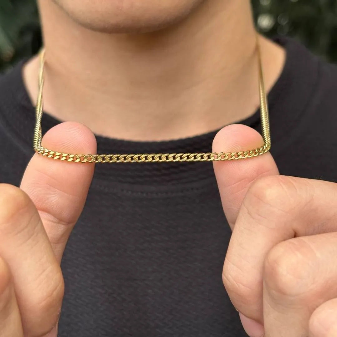 Combo Cubano Premium Oro Laminado 18 K — Pulsera Gratis