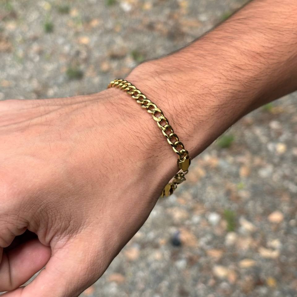 Combo Cubano Premium Oro Laminado 18 K — Pulsera Gratis